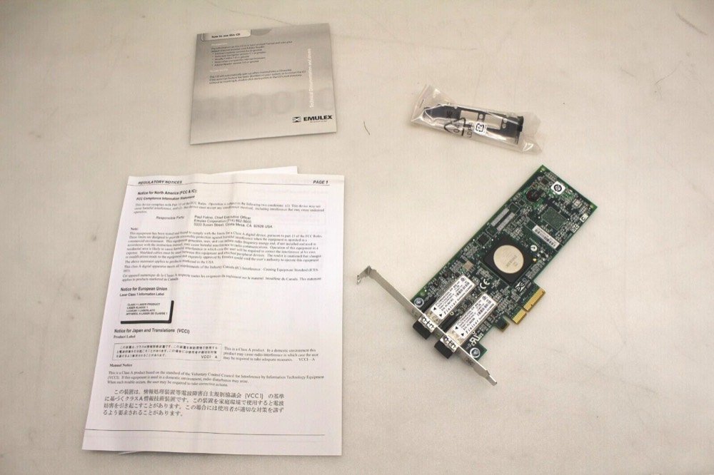 RAID/HBA-контроллер KJ0K5 Dell Emulex LPE11002-M4 4GB 2P FC HBA PCIe Card FC1120005-01C — фото 1