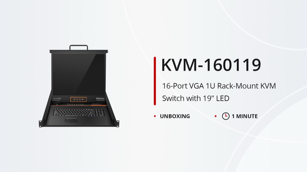 Стойка/шкаф 16-портовый VGA KVM-коммутатор, 1U для монтажа в стойку, с 19" LED, в комплекте 16 кабелей VGA. Характеристики: KVM-по — фото 1