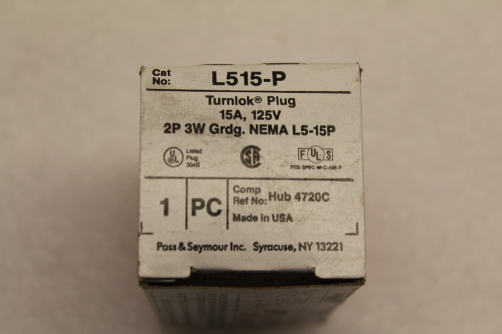 Компонент L515-P New Pass & Seymour L515-P, Turnlok Plug, 15a, 125v, 2P 3W Grdg, Nema — фото 1
