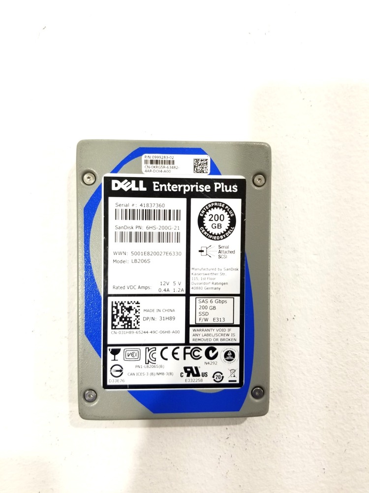 SSD-накопитель Dell LB206S 200GB 2.5" 6Gb/s SAS Solid State Drive Dell P/N: 031H89 Tested — фото 1