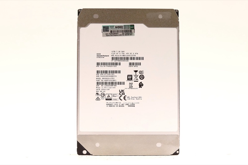 Компонент HPE MB012000JZYVN 12TB 3.5" 12Gb/s 7.2K RPM SAS Drive P/N: 877030-001 Tested — фото 1