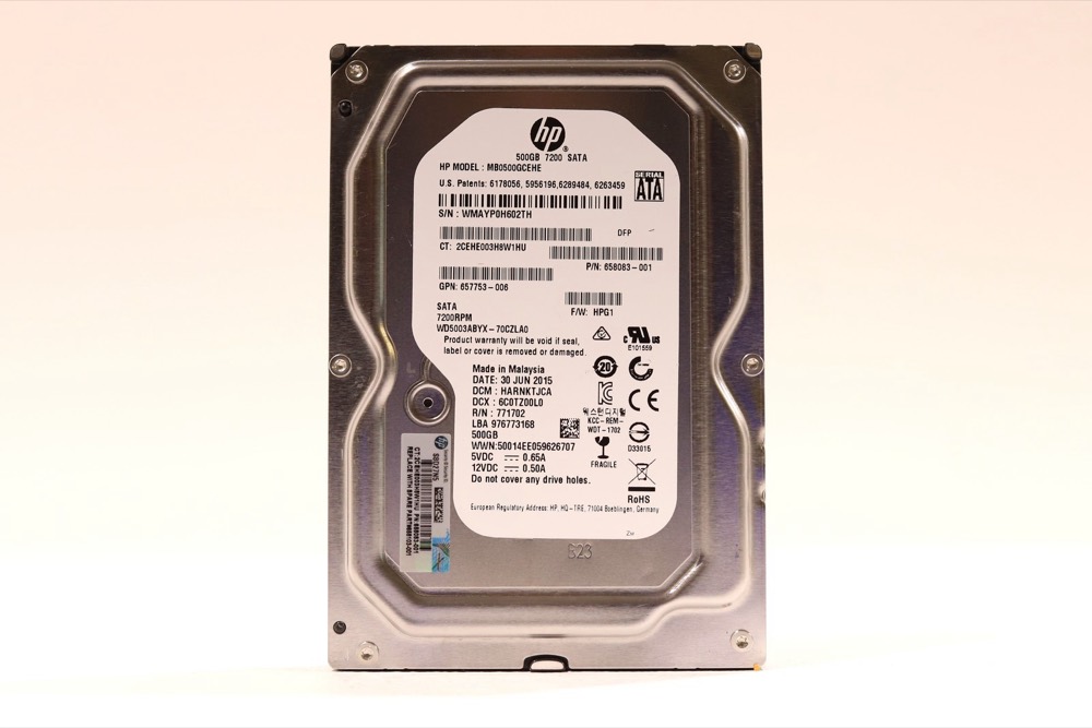 Жёсткий диск HP MB0500GCEHE 500GB 3.5" 6Gb/s 7.2K RPM SATA Hard Drive P/N: 657753-006 Tested — фото 1