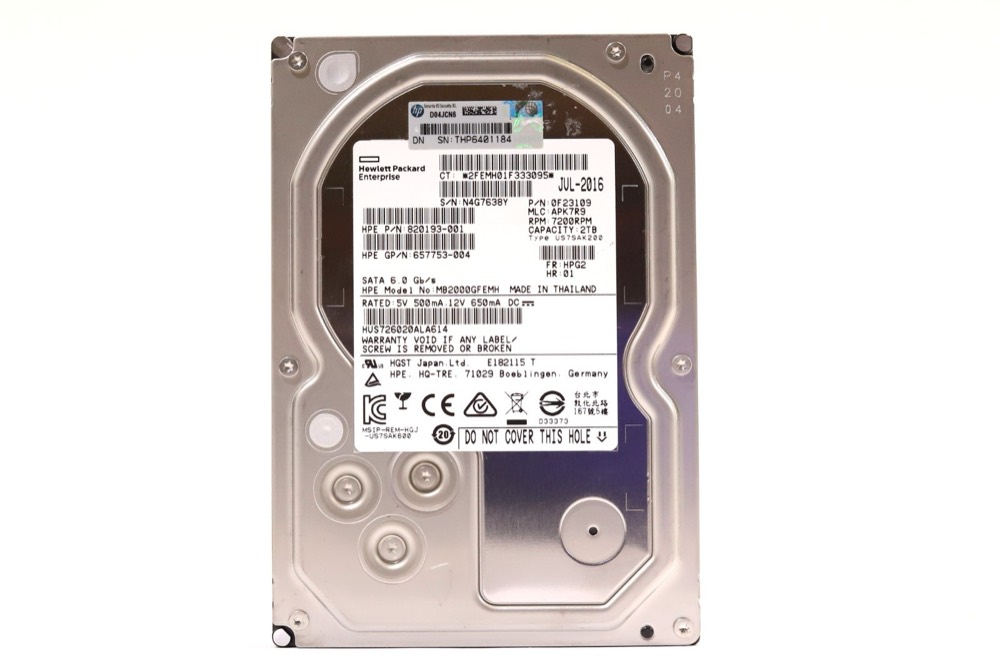 Жёсткий диск HPE MB2000GFEMH 2TB 3.5" 6Gb/s 7.2K RPM SATA Hard Drive P/N: 657753-004 Tested — фото 1