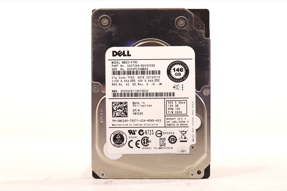 Жёсткий диск Dell MBE2147RC 146GB 2.5" 6Gb/s 15K RPM SAS Hard Drive Dell P/N: 0W328K Tested — фото 1
