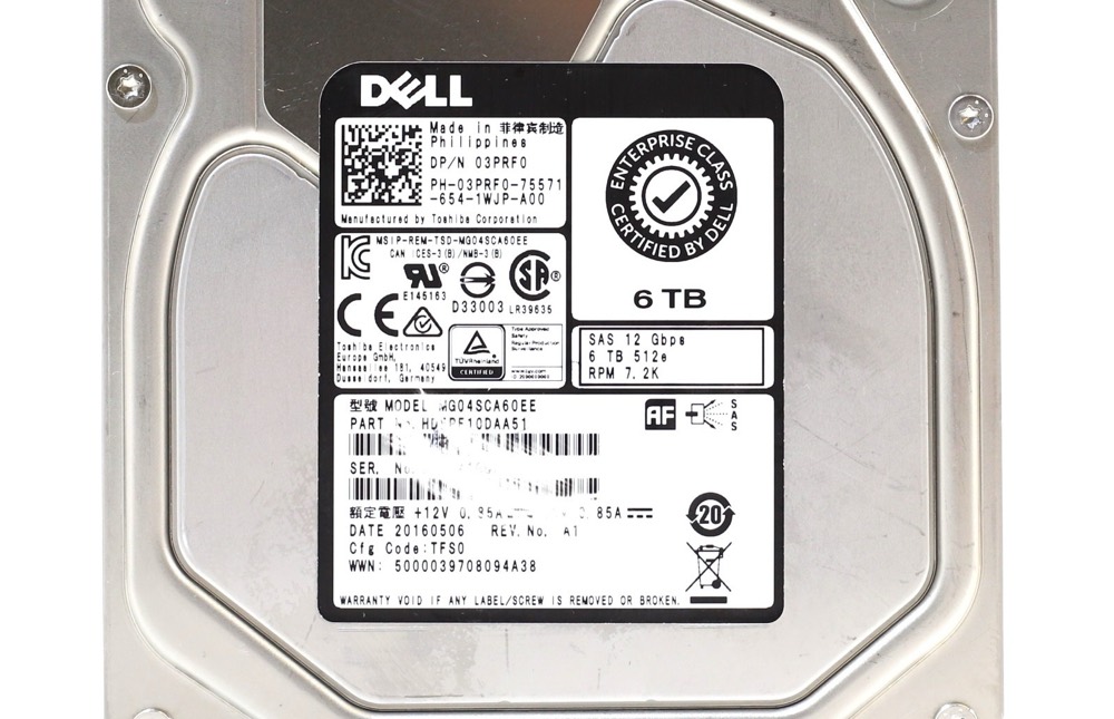 Компонент Dell MG04SCA60EE 6TB 3.5" 12Gb/s 7.2K RPM SAS Drive Dell P/N: 03PRF0 Tested — фото 2