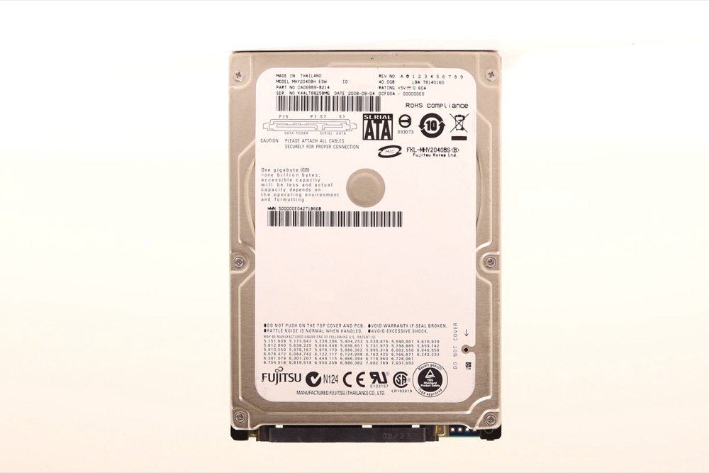 Жёсткий диск Fujitsu MHY2040BH 40GB 2.5" 1.5Gb/s 8MB 5.4K RPM SATA HDD P/N: CA06889-B214 — фото 1
