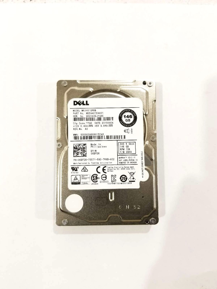 Жёсткий диск Dell MK1401GRRB 146GB 2.5" 6Gb/s 15K RPM SAS Hard Drive Dell P/N: 06DFD8 Tested — фото 1