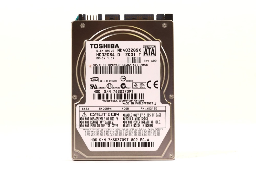 Жёсткий диск Dell MK4032GSX 40GB 2.5" 1.5Gb/s 8MB 5.4K RPM SATA Hard Drive Dell P/N: 0PC940 — фото 1