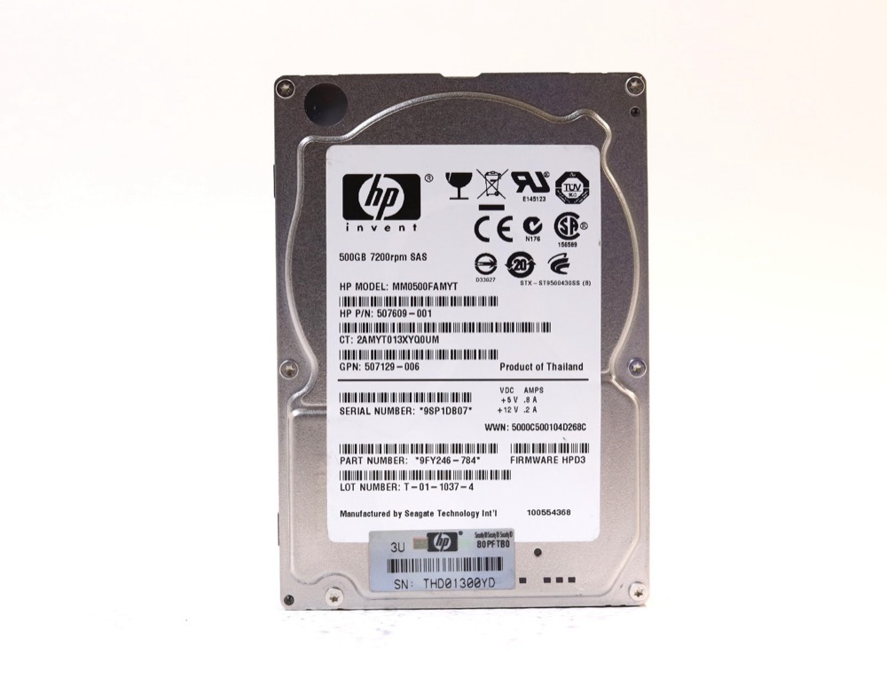 Жёсткий диск HP MM0500FAMYT 500GB 2.5" 6Gb/s 7.2K RPM SAS Hard Drive P/N: 507609-001 Tested — фото 1