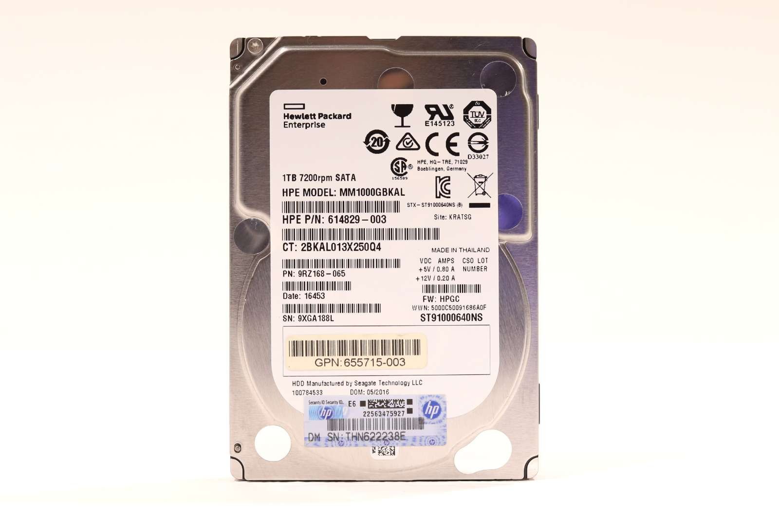Жёсткий диск HPE MM1000GBKAL 1TB 2.5" 6Gb/s 7.2K RPM SATA Hard Drive P/N: 655715-003 Tested — фото 1