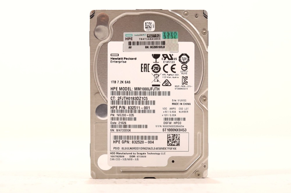 Жёсткий диск HPE MM1000JFJTH 1TB 2.5" 12Gb/s 7.2K RPM SAS Hard Drive P/N: 832520-004 Tested — фото 1