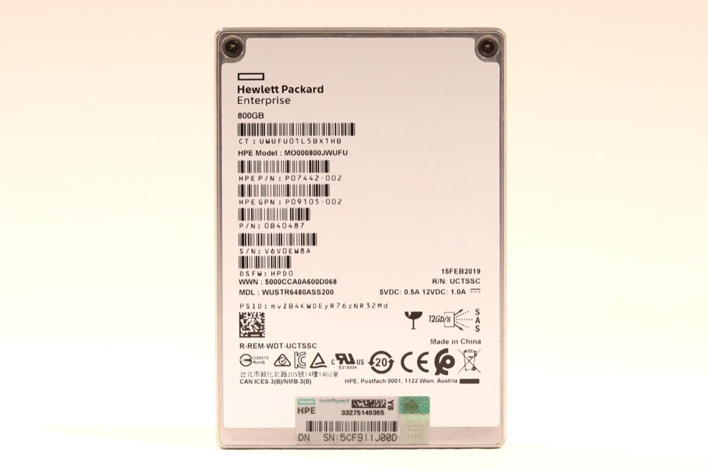 SSD-накопитель HPE MO000800JWUFU 800GB 2.5" 12Gb/s SAS Solid State Drive P/N: P09105-002 Tested — фото 1
