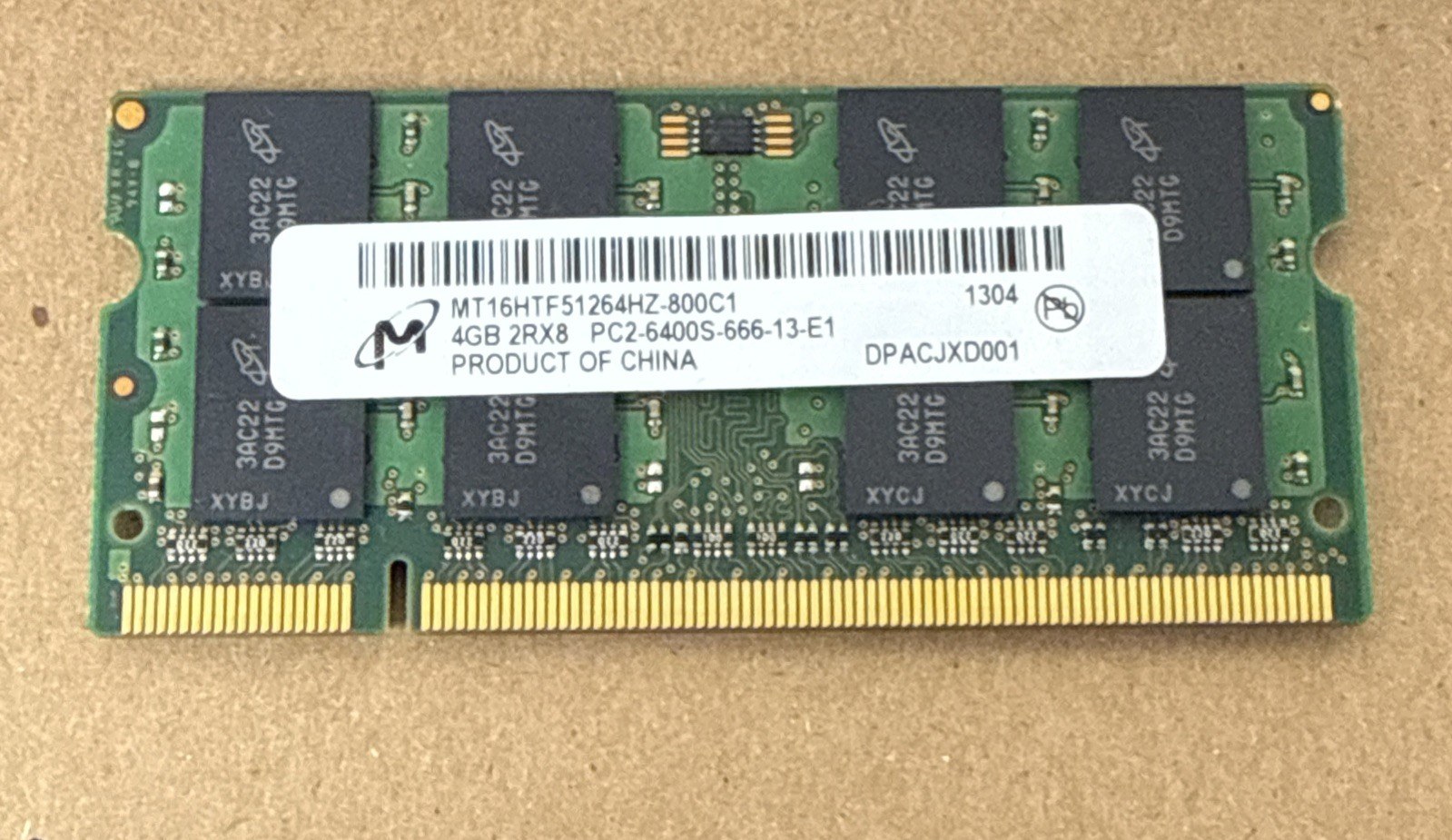 Память Micron DDR2 4GB SODIMM 800 МТ/с (MT16HTF51264HZ-800C1) — фото 1
