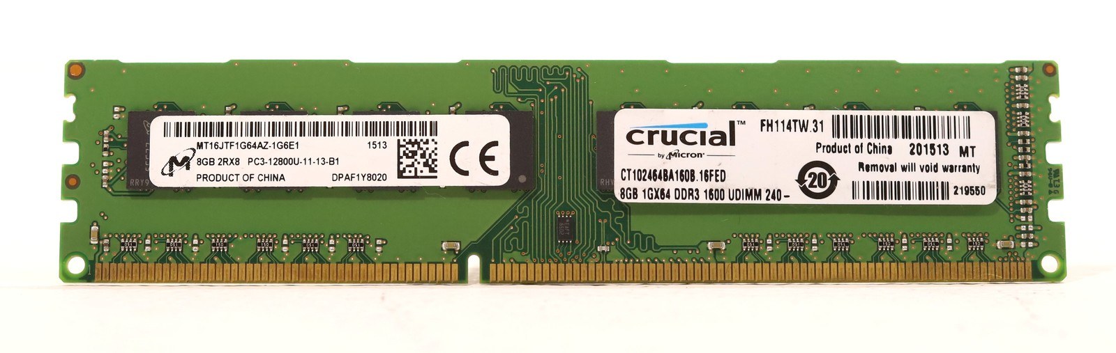 Память Micron DDR3 8GB UDIMM 1600 МТ/с (MT16JTF1G64AZ-1G6E1) — фото 1