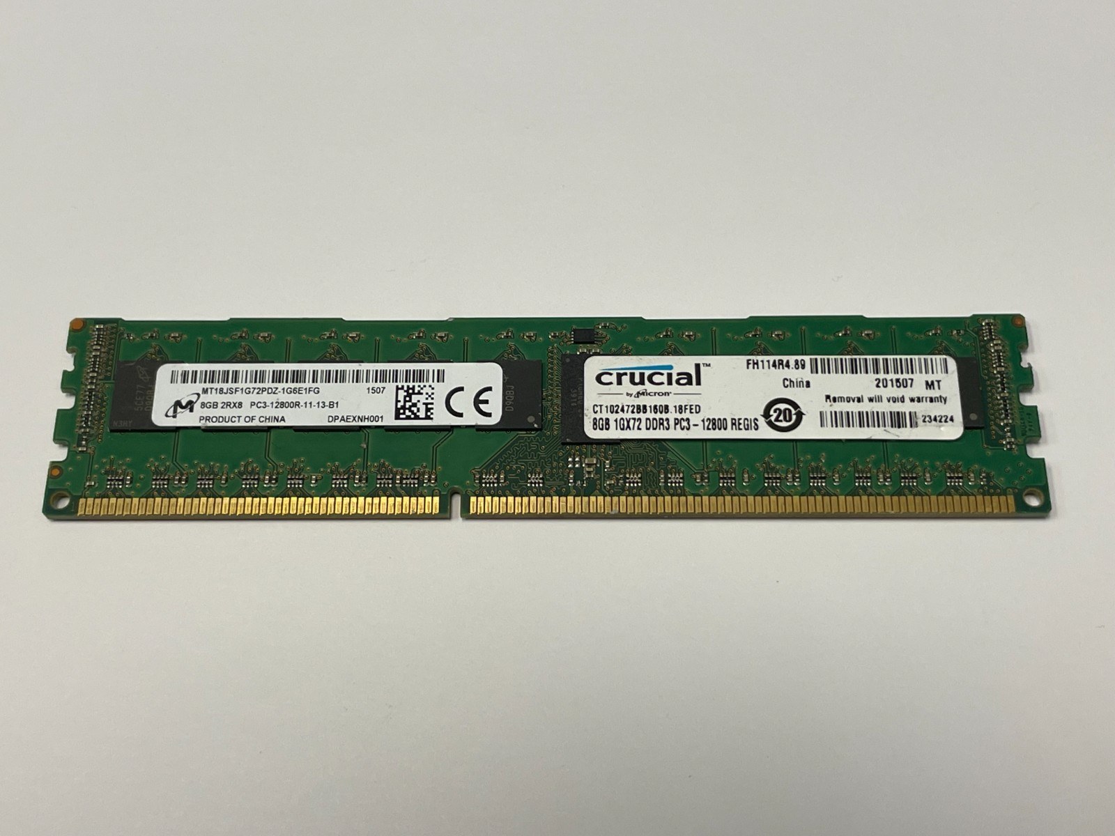 Память Micron DDR3 8GB RDIMM 1600 МТ/с (MT18JSF1G72PDZ-1G6E1) — фото 1
