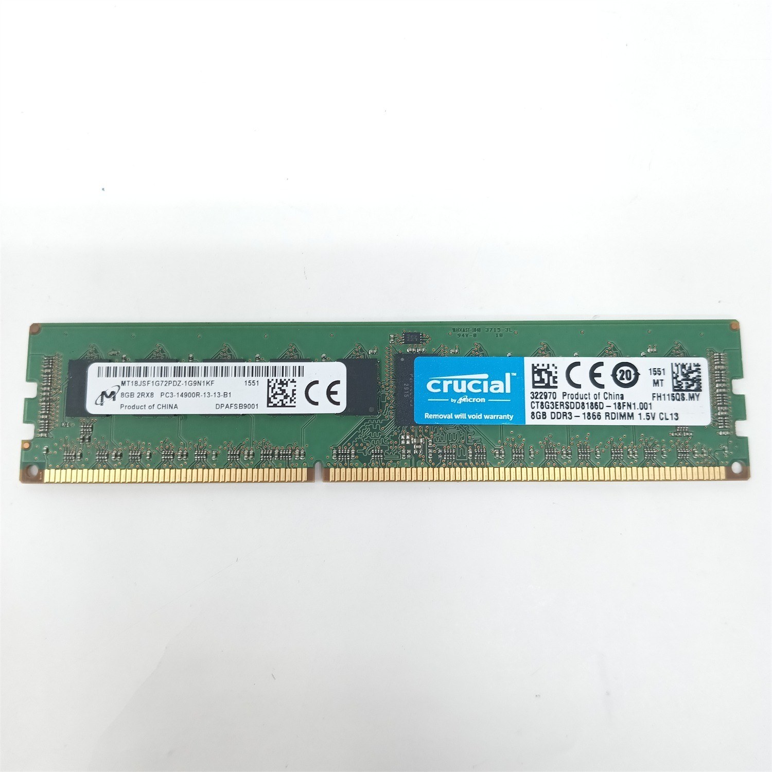 Память Micron DDR3 8GB RDIMM 1866 МТ/с (MT18JSF1G72PDZ-1G9N1) — фото 1