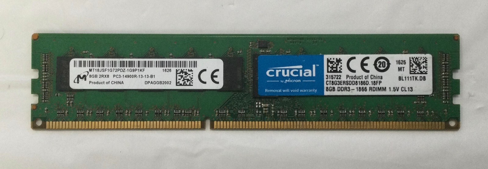 Память Micron DDR3 8GB RDIMM 1866 МТ/с (MT18JSF1G72PDZ-1G9P1) — фото 2