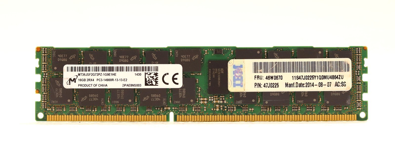 Память Micron DDR3 16GB RDIMM 1866 МТ/с (MT36JSF2G72PZ-1G9E1) — фото 2