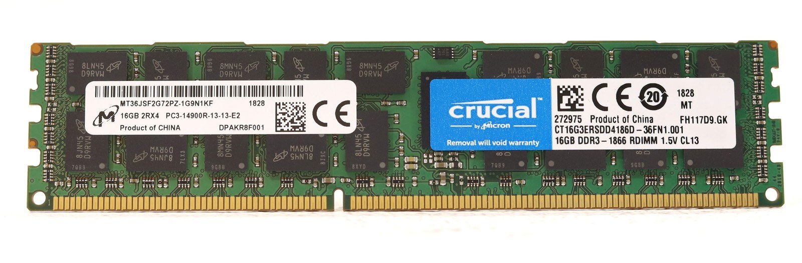 Память Micron DDR3 16GB RDIMM 1866 МТ/с (MT36JSF2G72PZ-1G9N1) — фото 2