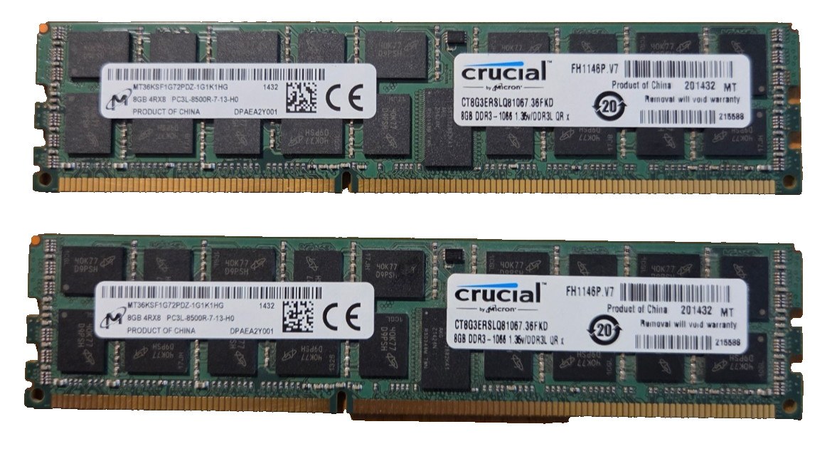 Память Micron DDR3 8GB RDIMM 1066 МТ/с (MT36KSF1G72PDZ-1G1K1) — фото 1