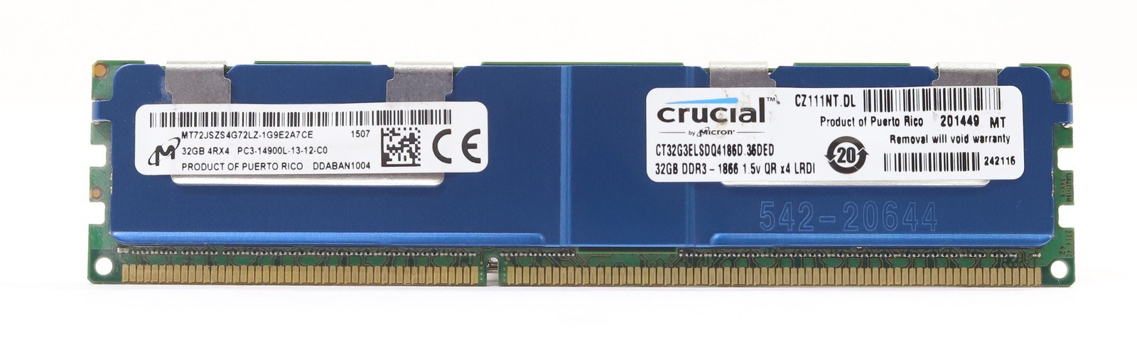 Память Micron DDR3 32GB LRDIMM 1866 МТ/с (MT72JSZS4G72LZ-1G9E2A7) — фото 1