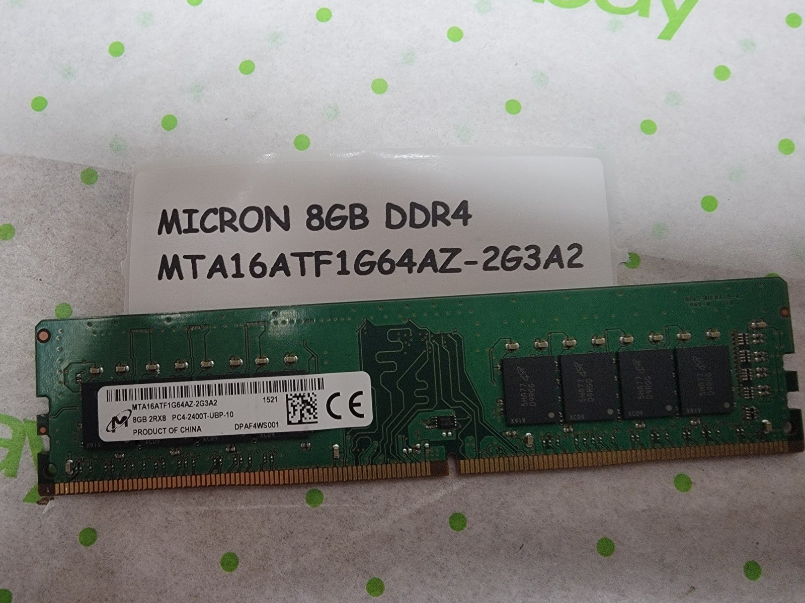 Память Micron DDR4 8GB UDIMM 2400 МТ/с (MTA16ATF1G64AZ-2G3A2) — фото 1