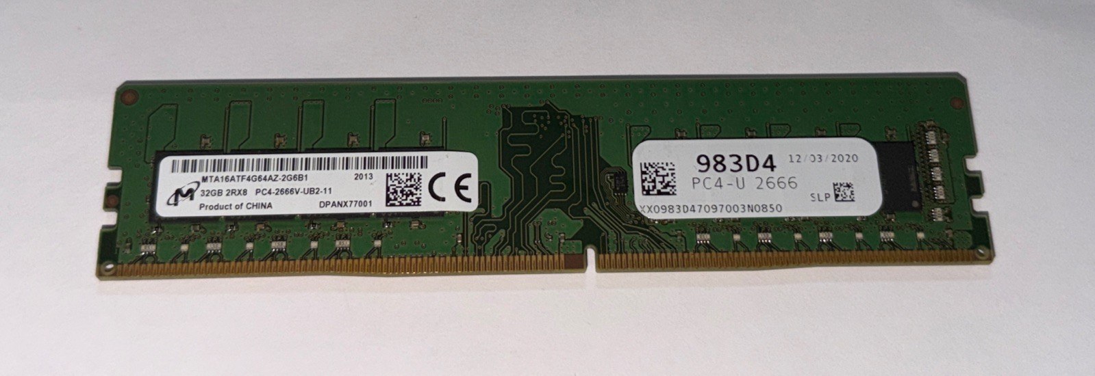 Память Micron DDR4 32GB UDIMM 2666 МТ/с (MTA16ATF4G64AZ-2G6B1) — фото 1