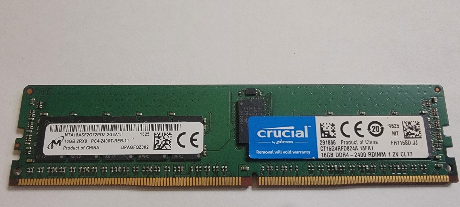 Память Micron DDR4 16GB RDIMM 2400 МТ/с (MTA18ASF2G72PDZ-2G3A1) — фото 1