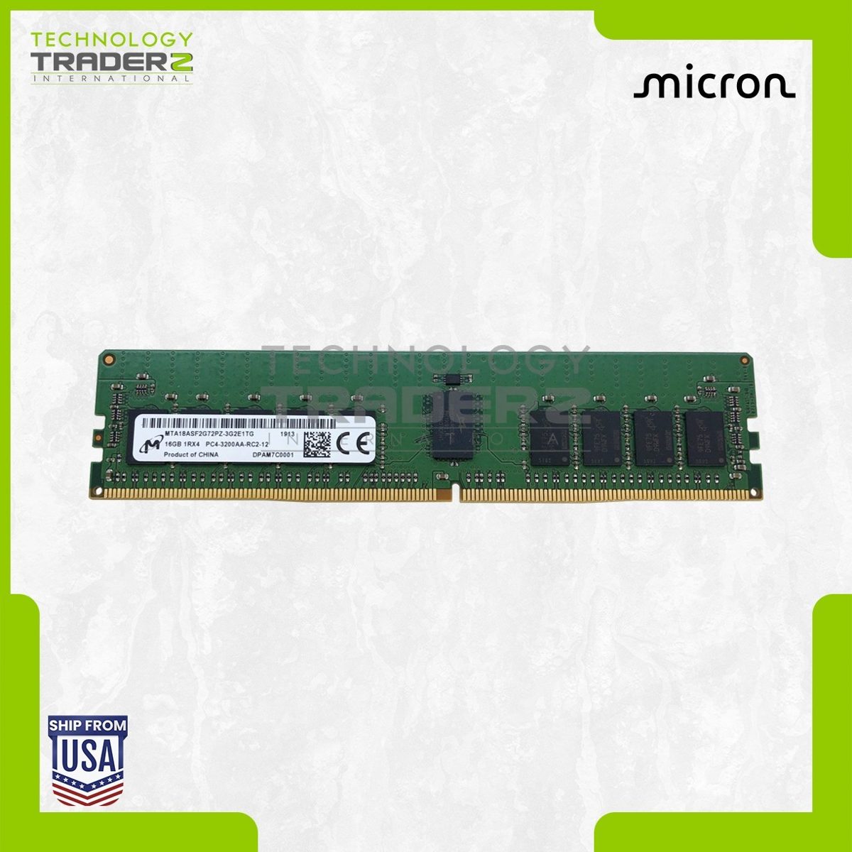 Модуль памяти Micron 16 ГБ DDR4 3200 МГц RDIMM ECC CL22 1Rx8 (MTA18ASF2G72PZ-3G2) — фото 1