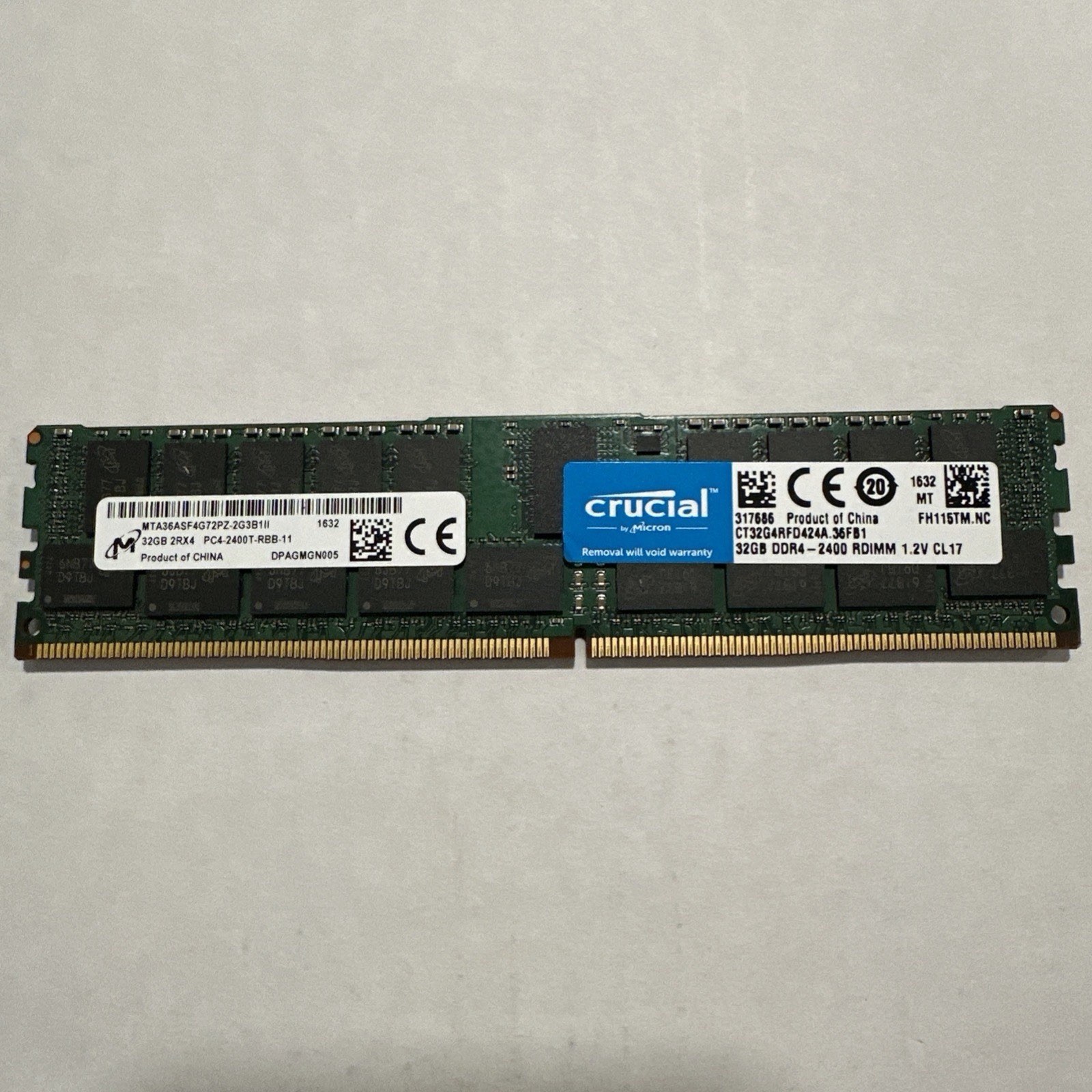 Память Micron DDR4 32GB RDIMM 2400 МТ/с (MTA36ASF4G72PZ-2G3B1) — фото 1