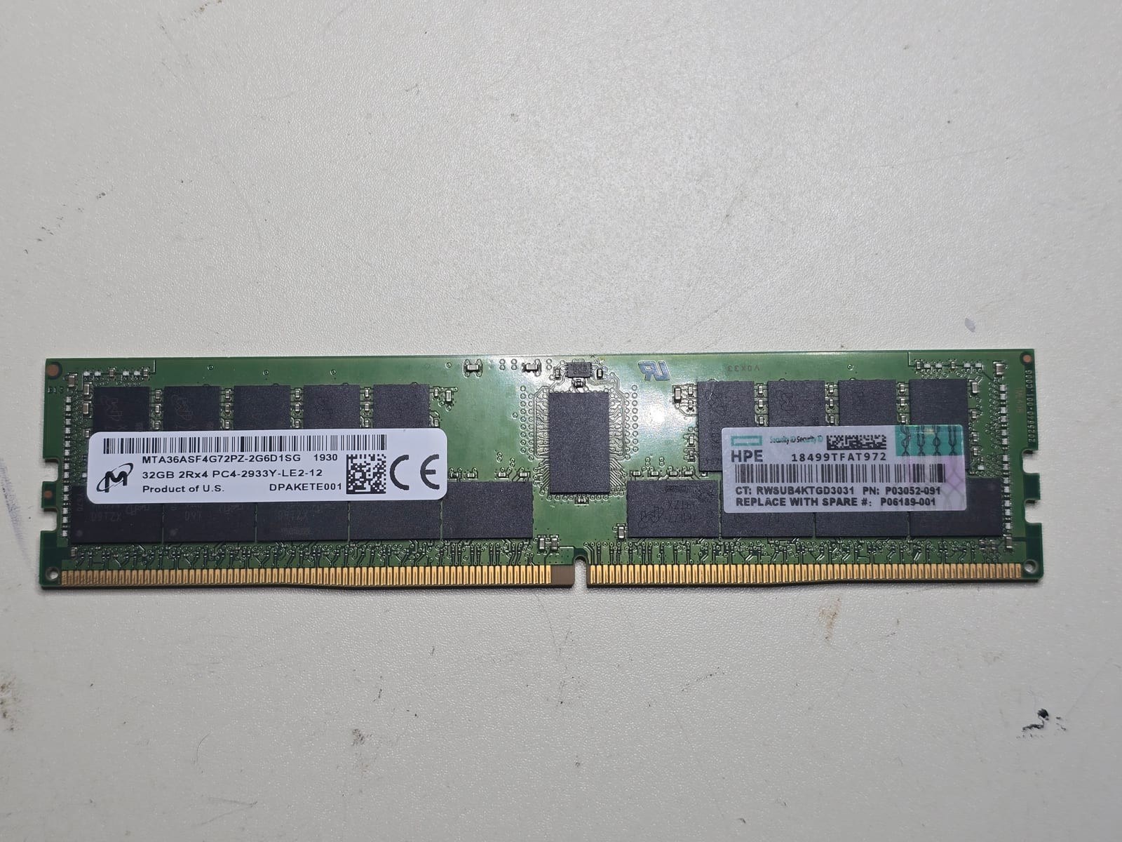 Память Micron DDR4 32GB RDIMM 2666 МТ/с (MTA36ASF4G72PZ-2G6D1) — фото 1