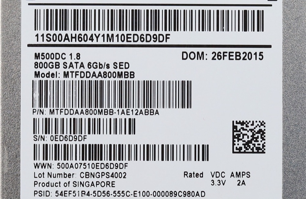 SSD-накопитель IBM MTFDDAA800MBB 800GB 1.8" 6Gb/s SATA SSD P/N: MTFDDAA800MBB-1AE12ABBA Tested — фото 2