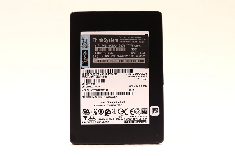 SSD-накопитель Lenovo MTFDDAK3T8TDT 3.84TB 2.5" 6Gb/s Read Intensive SATA SSD FRU P/N: 02JG547 — фото 1