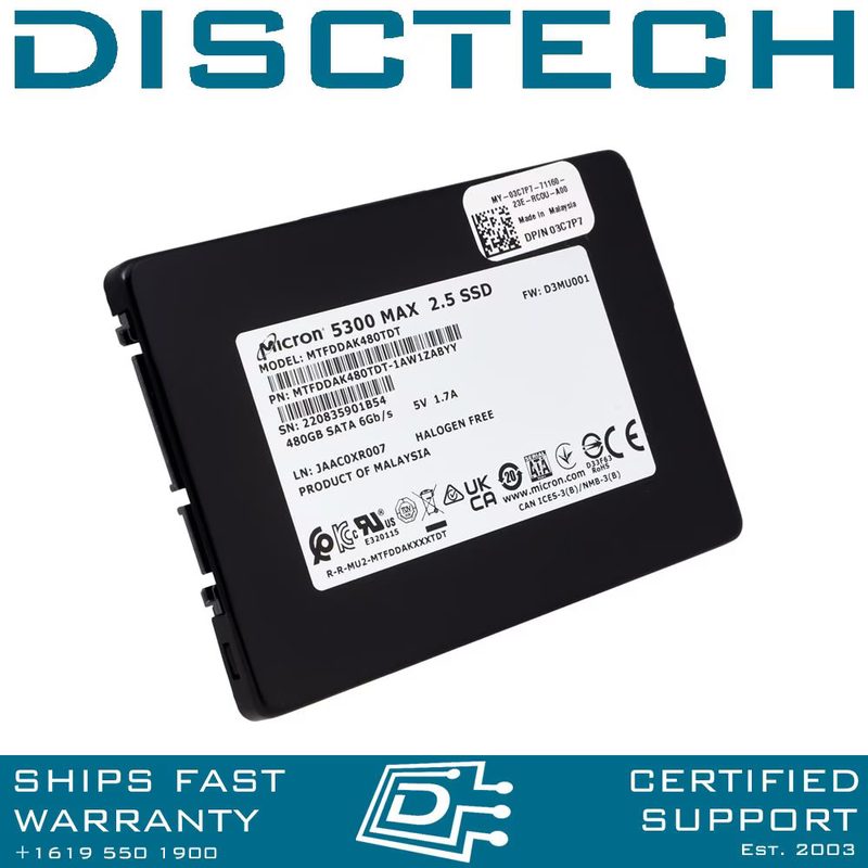 Твердотельный накопитель Micron 480GB 2.5" SATA 5300 MAX 5 DWPD 540/460MB/s, 95k/60k IOPS — фото 1