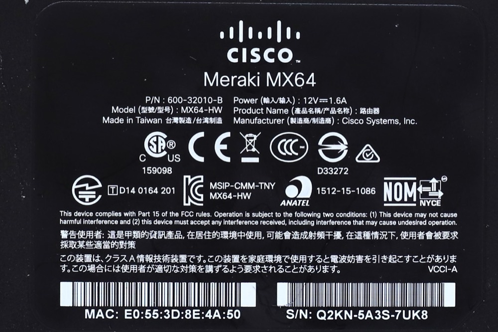 Компонент Cisco Meraki MX64 Quad-Port Cloud Managed Security Appliance P/N: 600-32010-B — фото 3
