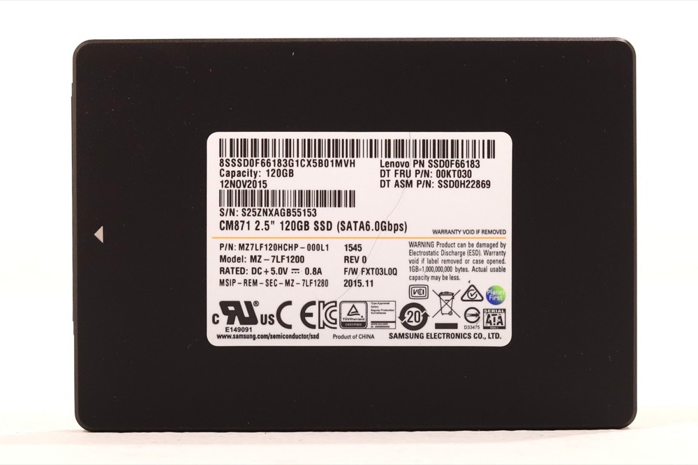 SSD-накопитель Lenovo MZ-7LF1200 CM871 120GB 2.5" 6Gb/s MLC SATA III SSD FRU P/N:00KT030 Tested — фото 1