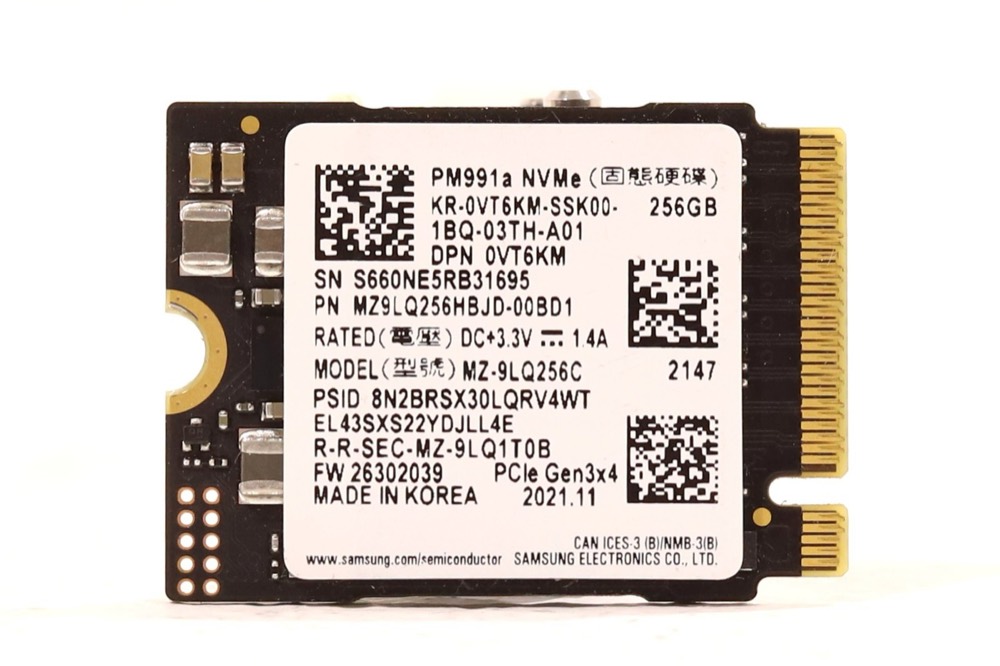 SSD-накопитель Dell MZ-9LQ256C PM991a 256GB M.2 2230 PCIe Gen3 x4 NVMe SSD Dell P/N: 0VT6KM — фото 1