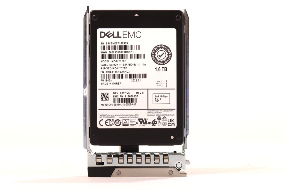 SSD-накопитель Dell MZ-ILT1T6C PM1645a 1.6TB 2.5" 12Gb/s SAS SSD W/Caddy Dell P/N:03TCV6 Tested — фото 1