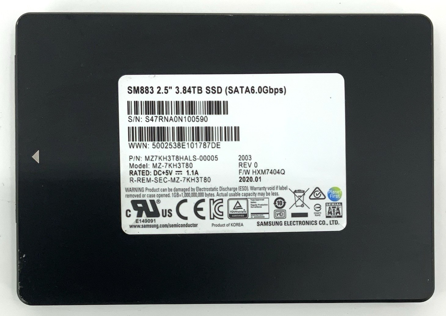 SSD Samsung 3.84TB SM883 SATA 2,5" (серверный накопитель, MZ7KH3T8HALS) — фото 2