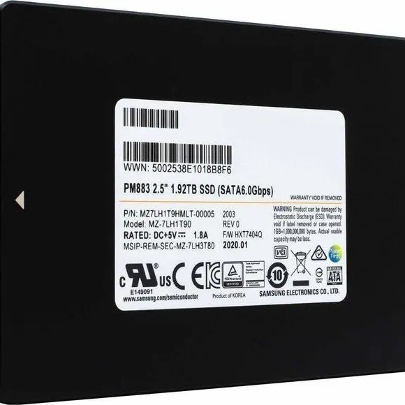 SSD Samsung 1.92TB PM883 SATA 2,5" (серверный накопитель, MZ7LH1T9HMLT) — фото 2