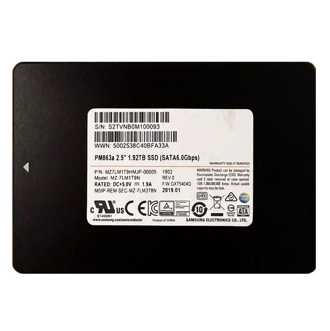 SSD Samsung 1.92TB PM863a SATA 2,5" (серверный накопитель, MZ7LM1T9HMJP) — фото 1