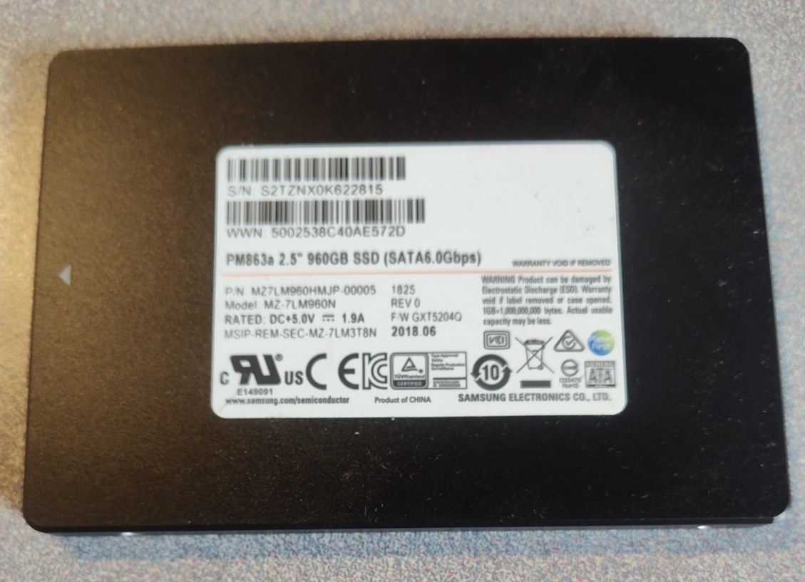 SSD Samsung 960GB PM863a SATA 2,5" (серверный накопитель, MZ7LM960HMJP) — фото 1
