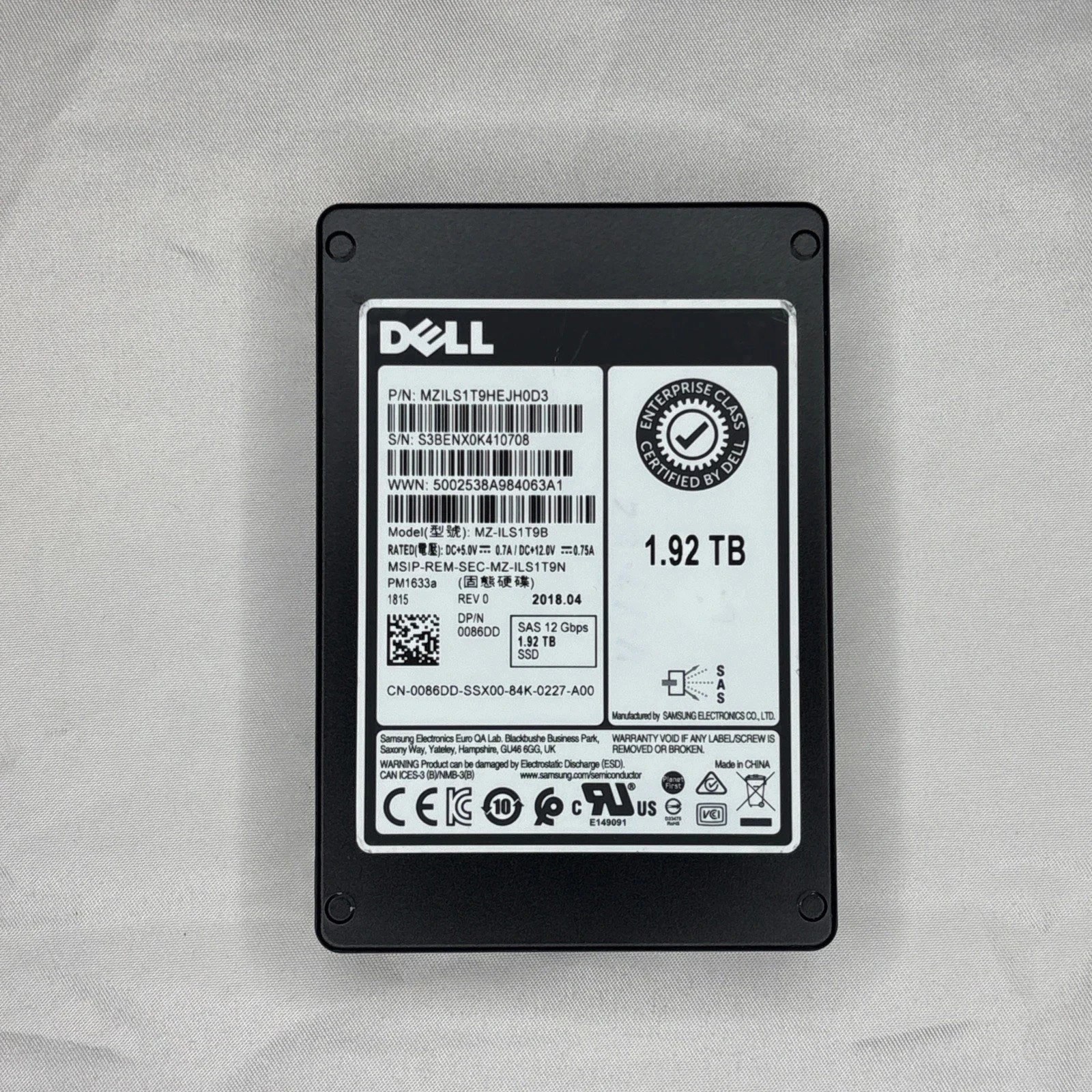SSD Samsung 1.92TB PM1633a SAS 2,5" (серверный накопитель, MZILS1T9HEJH) — фото 1