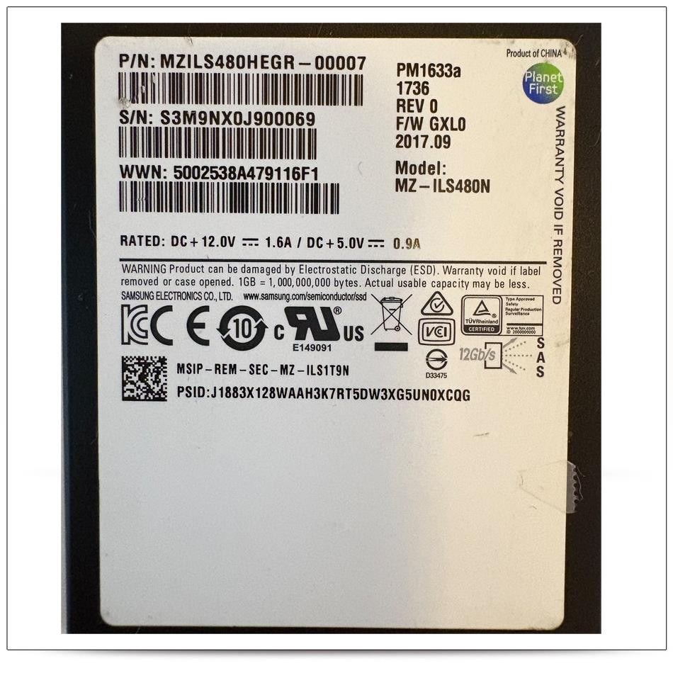 SSD Samsung 480GB PM1633a SAS 2,5" (серверный накопитель, MZILS480HEGR) — фото 1