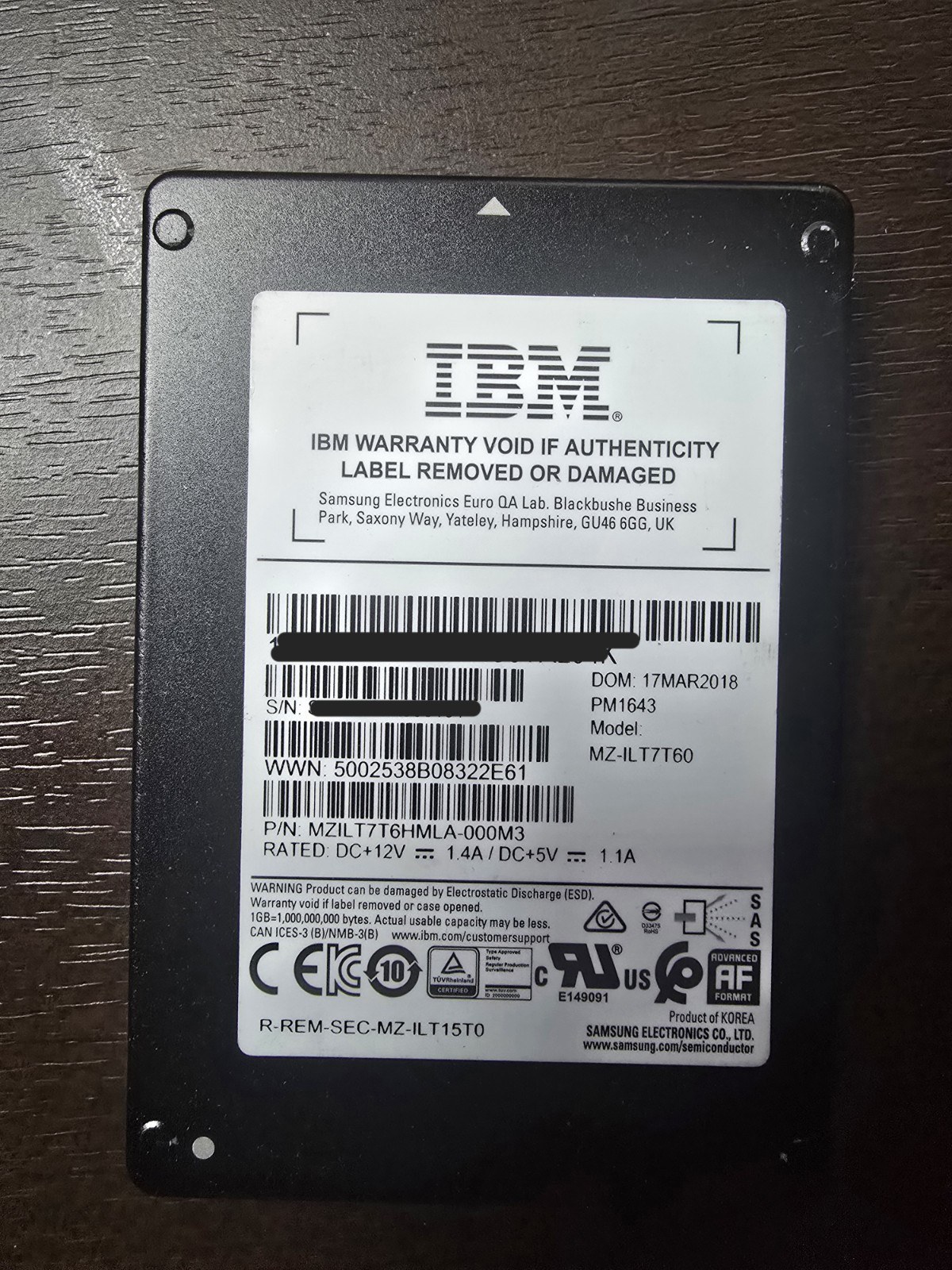 SSD Samsung 7.68TB PM1633a SAS 2,5" (серверный накопитель, MZILS7T6HMLS) — фото 2