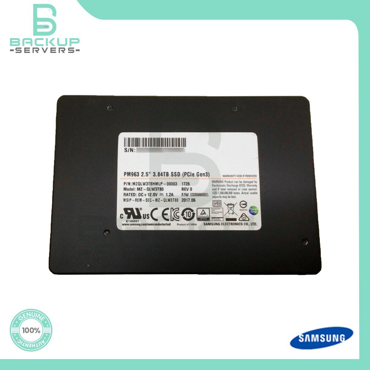 SSD Samsung 3.84TB PM963 NVMe U.2 (серверный накопитель, MZQLW3T8HMLP) — фото 1