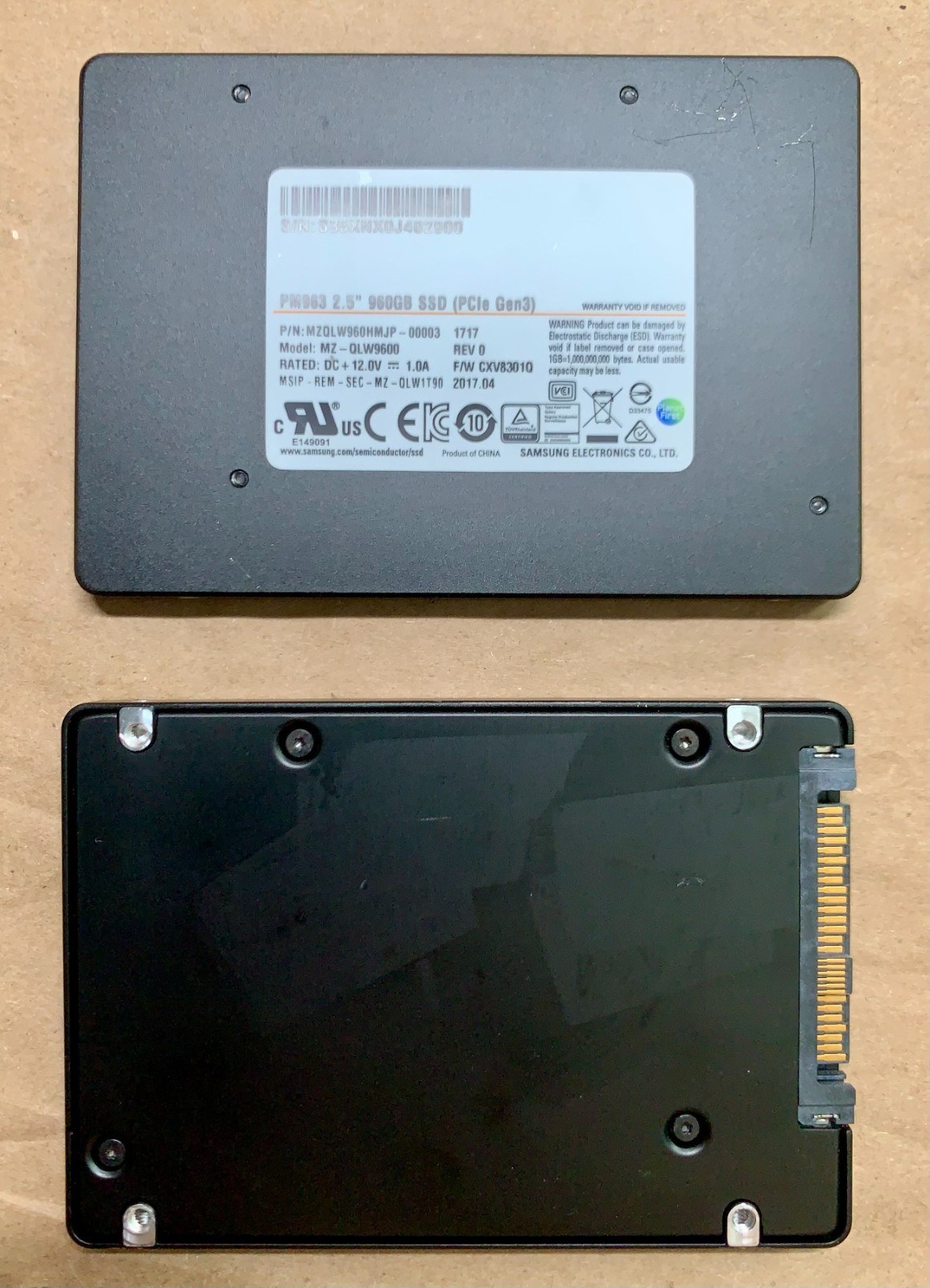 SSD Samsung 960GB PM963 NVMe U.2 (серверный накопитель, MZQLW960HMJP) — фото 1