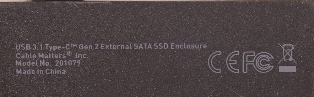 SSD-накопитель Cable Matters USB 3.1 Type-C Gen 2 External SATA SSD Enclosure P/N:201079 Tested — фото 3