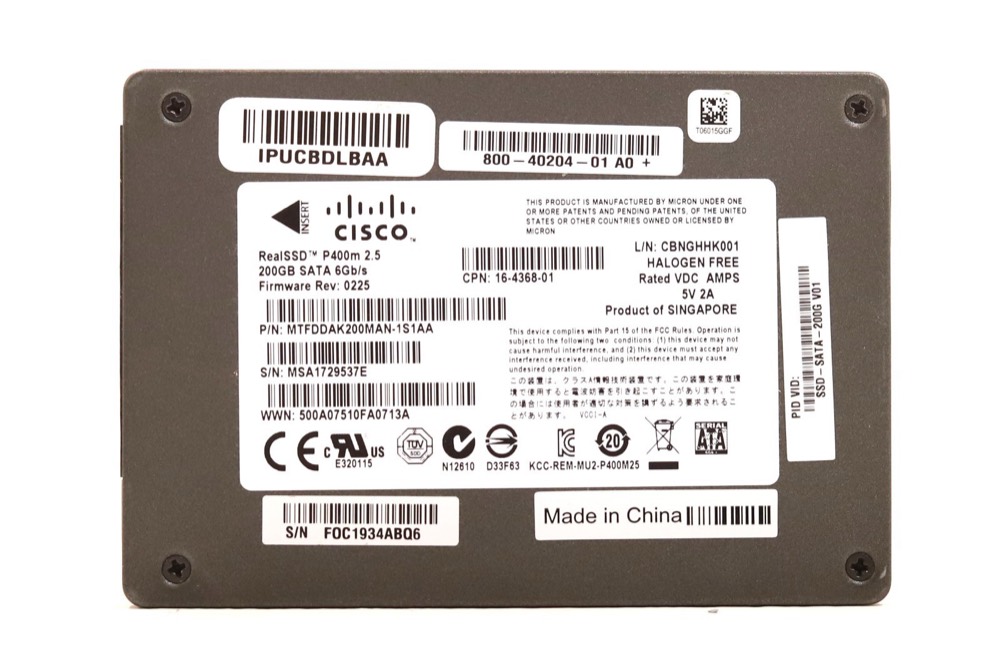SSD-накопитель Cisco RealSSD P400m 200GB 2.5" 6Gb/s SATA Solid State Drive P/N: SSD-SATA-200G — фото 1