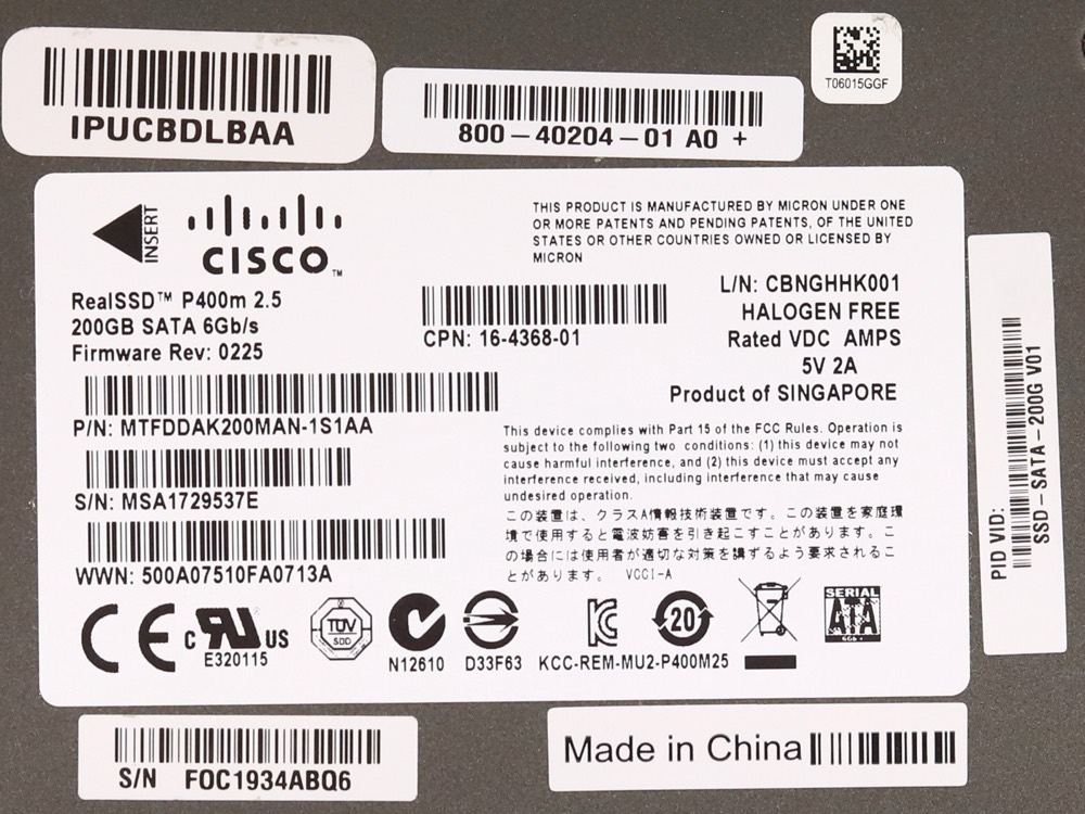 SSD-накопитель Cisco RealSSD P400m 200GB 2.5" 6Gb/s SATA Solid State Drive P/N: SSD-SATA-200G — фото 2